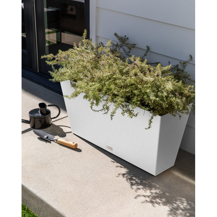 Modern Midori White Recycled Plastic 31" Trough Planter
