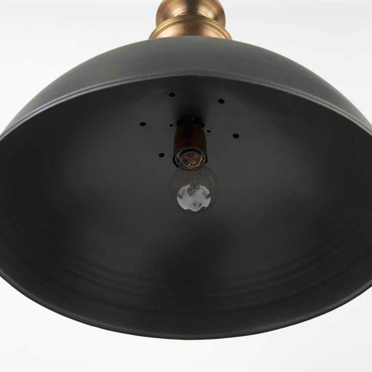 Willson Black and Antique Brass Glass Bowl Pendant Light