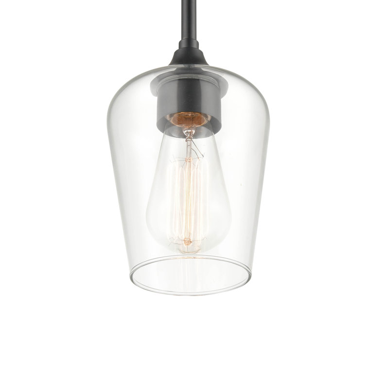 Ashford Matte Black Mini-Pendant Light with Glass Shade