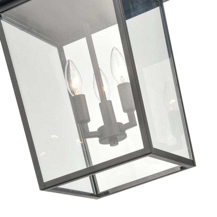 Fetterton Contemporary Black Glass Outdoor Lantern, 11" Wide