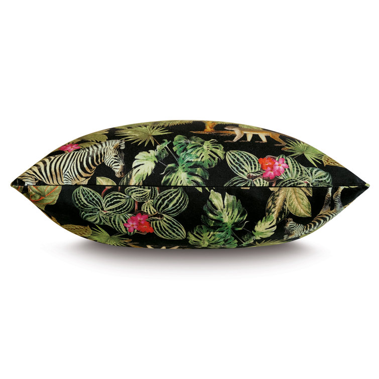 Square Black Cotton Jungle Animal Decorative Pillow