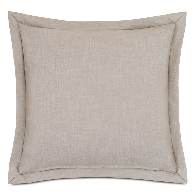 Square Beige and Gray Polyester Throw Pillow with Flanged Edges