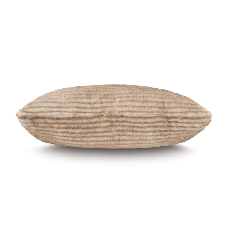 Sandstone Faux Fur Rectangular Lumbar Pillow with Polyester Insert