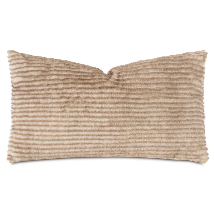 Sandstone Faux Fur Rectangular Lumbar Pillow with Polyester Insert