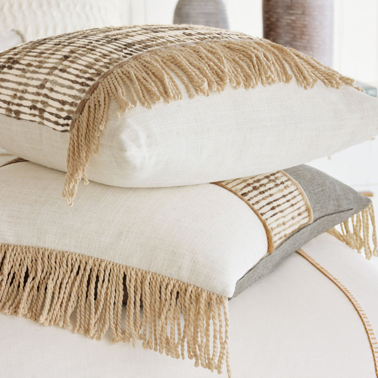 Bohemian Beige and Brown Textured Square Decorative Pillow