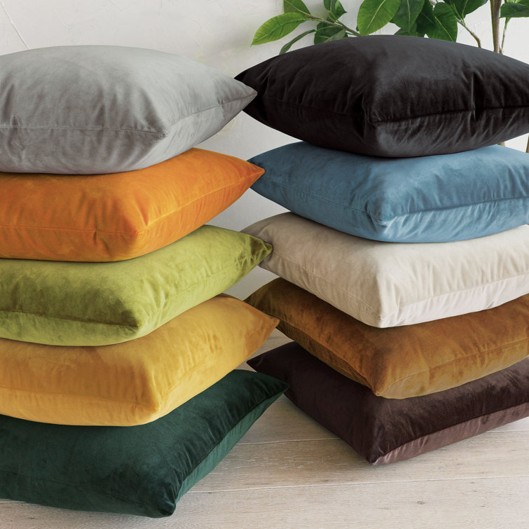 Scarlet and Mustard Reversible Square Cotton Blend Throw Pillow