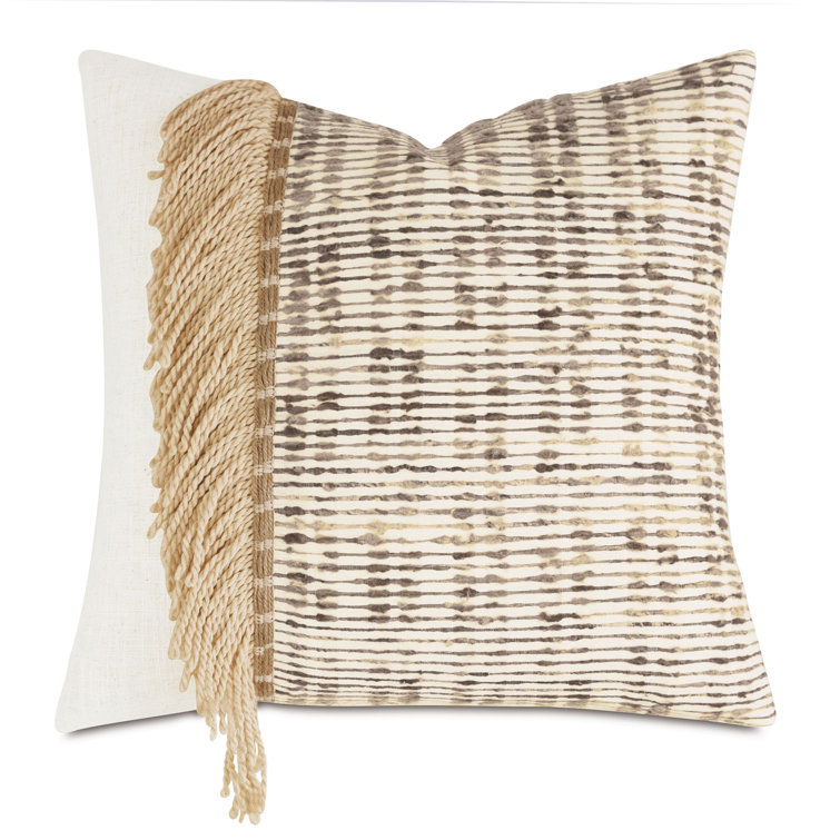 Bohemian Beige and Brown Textured Square Decorative Pillow