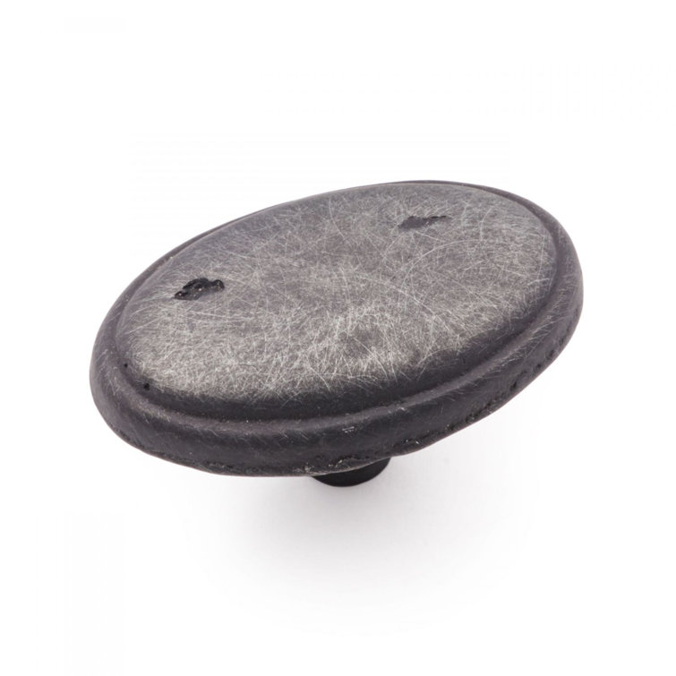 Distressed Nickel Oval Traditional Cabinet Knob with Mounting Hardware