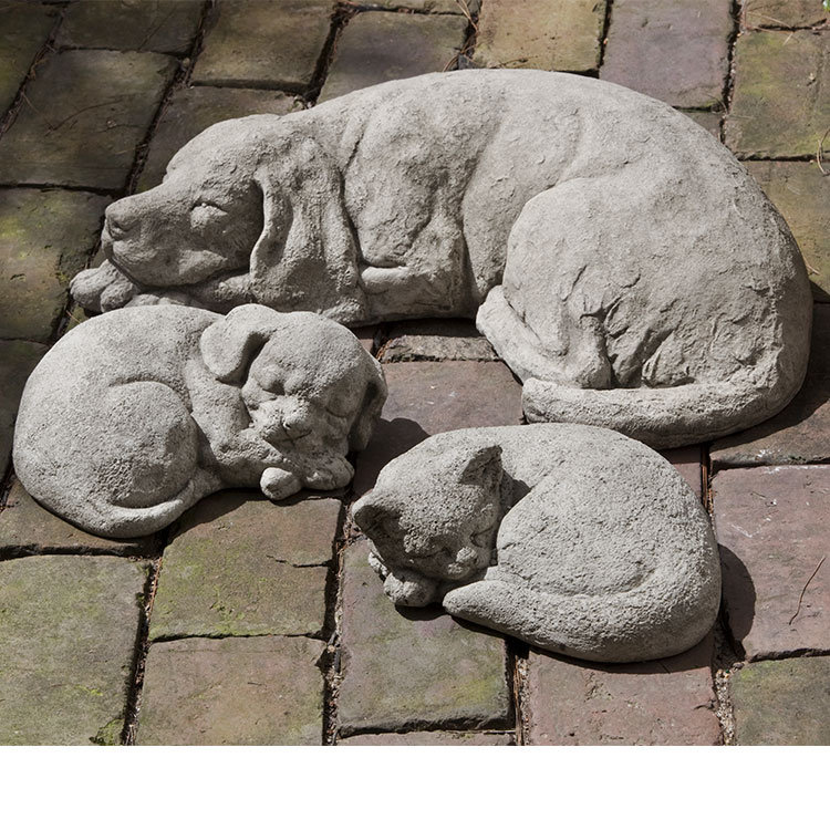 Greystone Handcrafted Cast Stone Curled Dog Statue