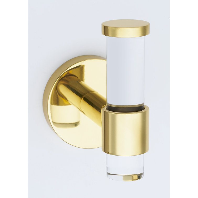 Polished Brass and Acrylic Wall Mounted Robe Hook
