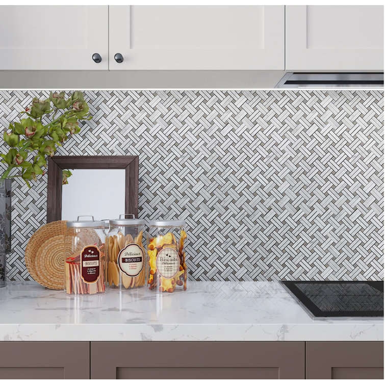 11.5" x 11.2" White Polished Marble Mosaic Tile