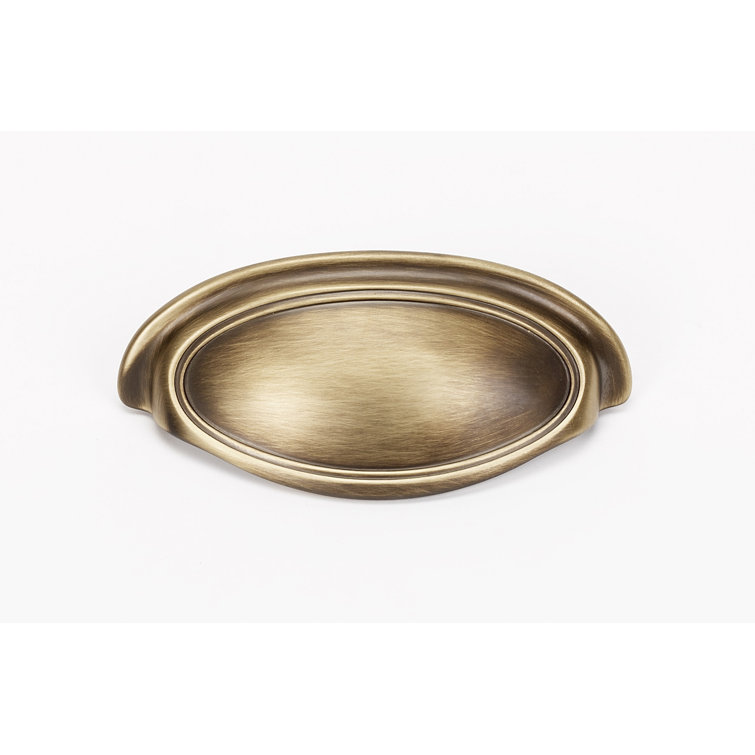 Antique English Matte Brass Traditional Cup Pull with Mounting Hardware