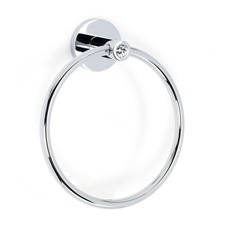 Polished Chrome Crystal Wall Mounted Towel Ring