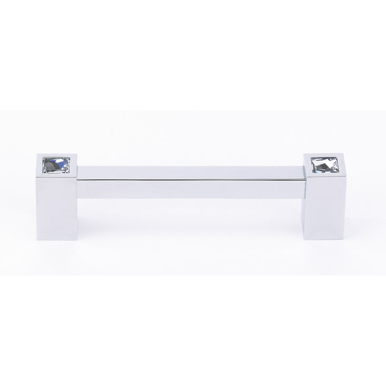 Polished Chrome Crystal Bar Pull with Mounting Hardware