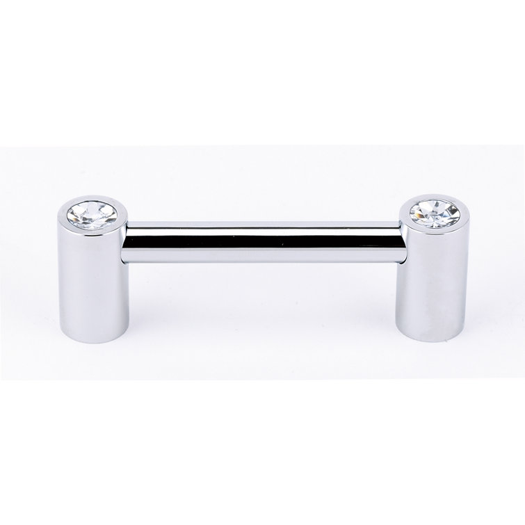 Polished Chrome Crystal 3" Bar Pull with Mounting Hardware