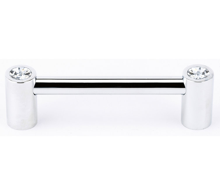 Polished Chrome Crystal Bar Pull with Mounting Hardware