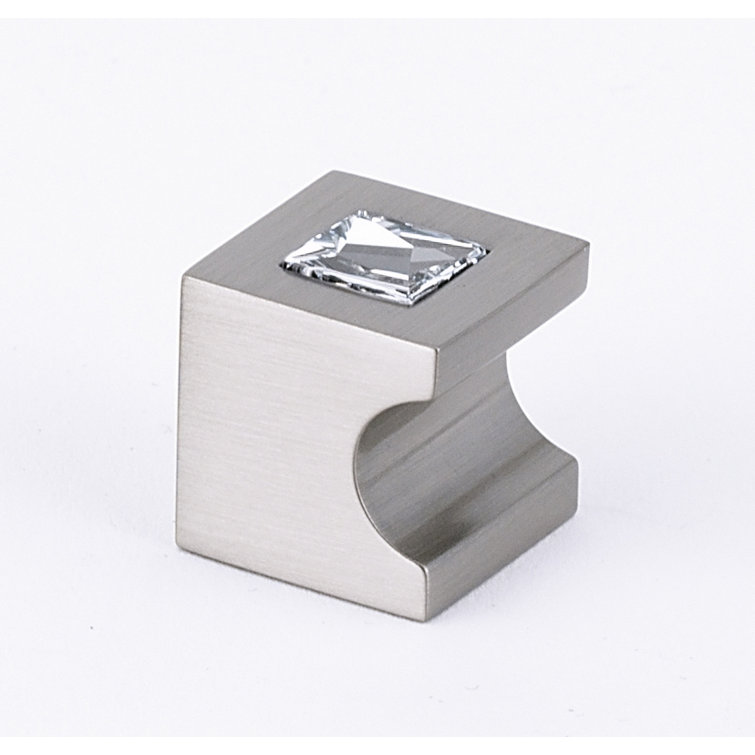 Satin Nickel Square Crystal Cabinet Knob with Mounting Hardware