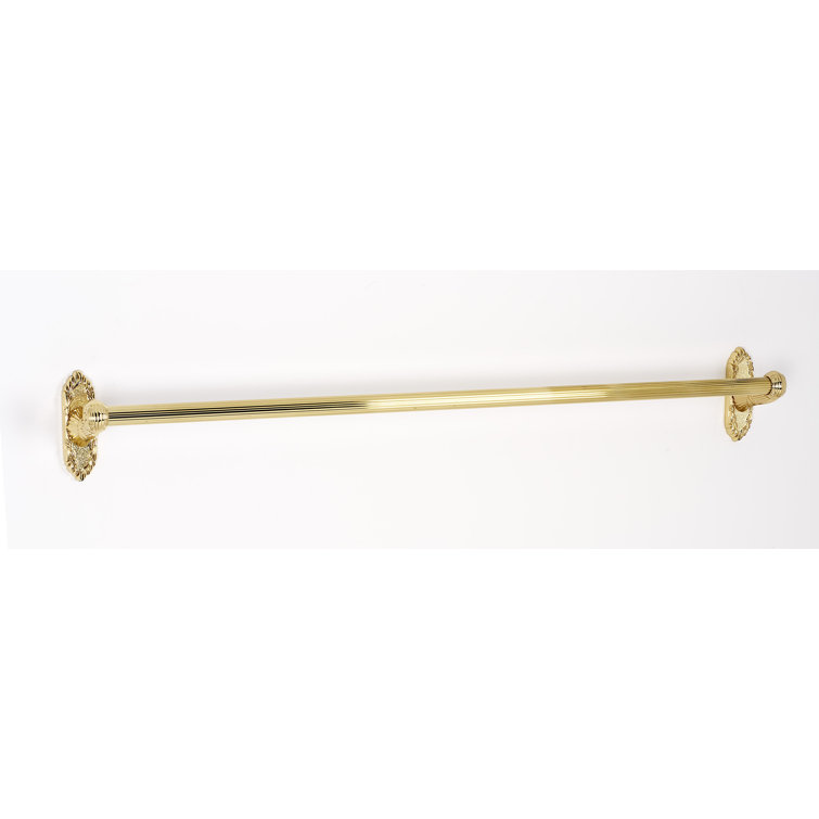 Polished Brass Wall Mounted Towel Bar with Ornate Design