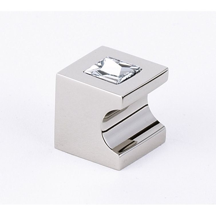 Polished Nickel Crystal Square Cabinet Knob with Mounting Hardware