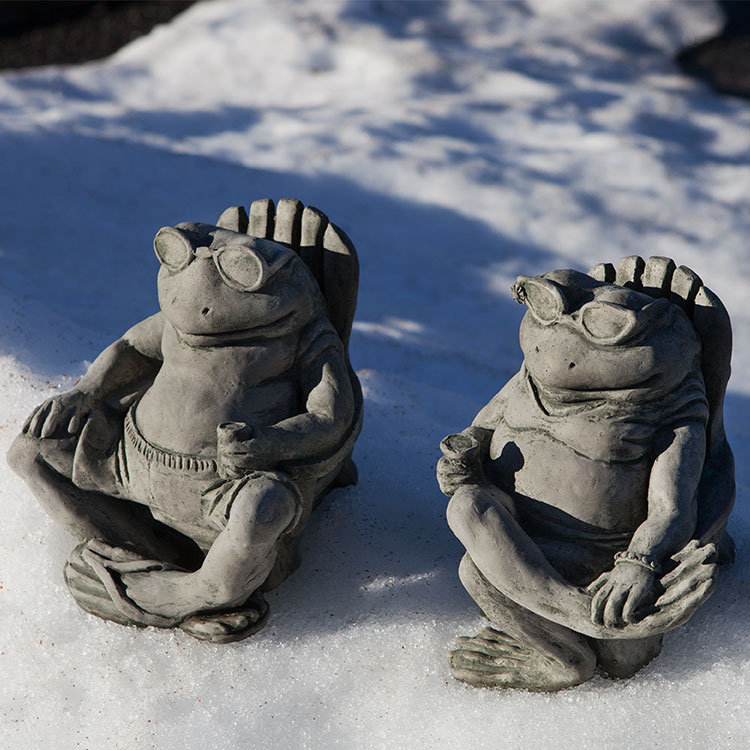 Natural Cast Stone Frog Beach Statues with Sunglasses