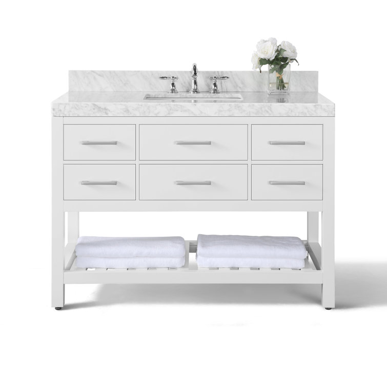Elizabeth 48'' White Vanity with Gold Hardware