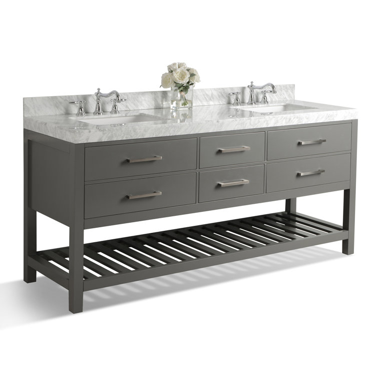 Elizabeth 72'' Sapphire Gray Double Sink Vanity with Marble Top
