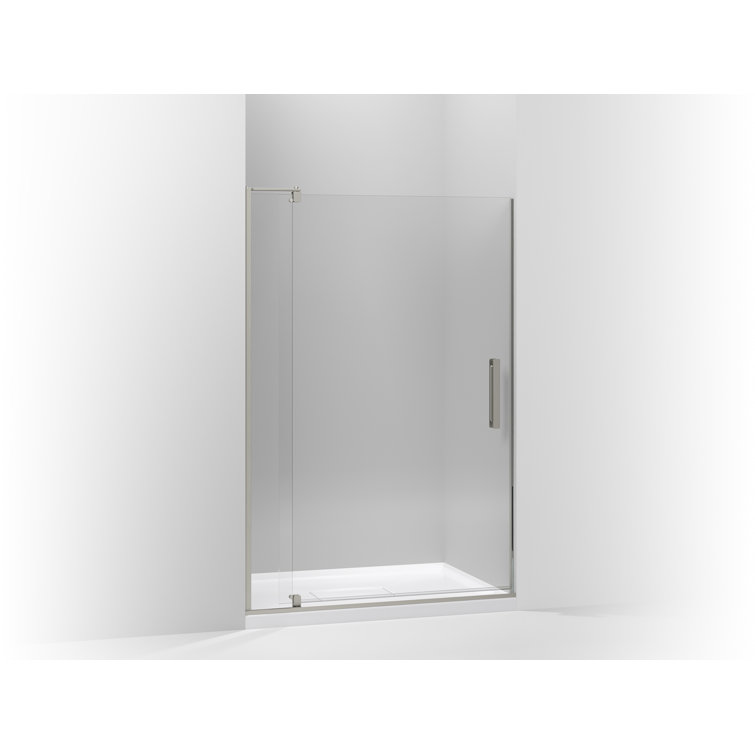 Anodized Brushed Nickel Frameless Pivot Shower Door with Clear Glass