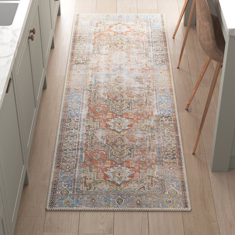 Heirloom Blue Wool Blend Runner Rug 2'6" x 7'6"