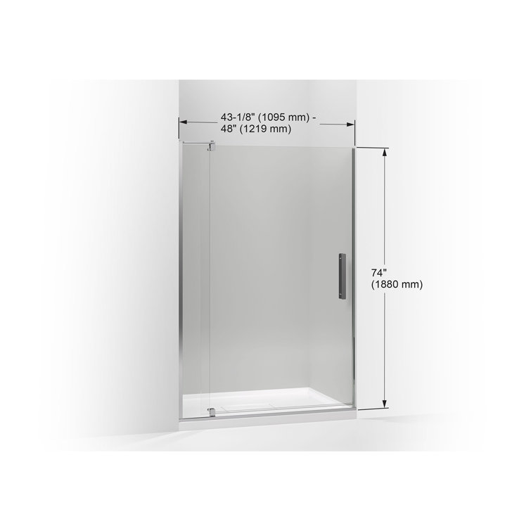 Anodized Dark Bronze Frameless Pivot Shower Door with Crystal Clear Glass