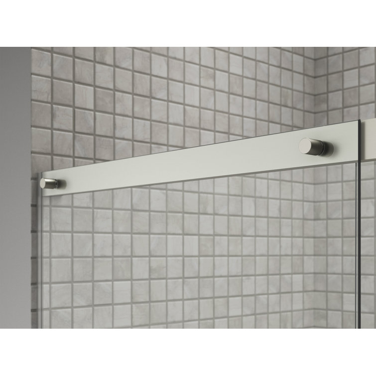 Elate Frameless Sliding Shower Door with Clear Glass and Nickel Finish