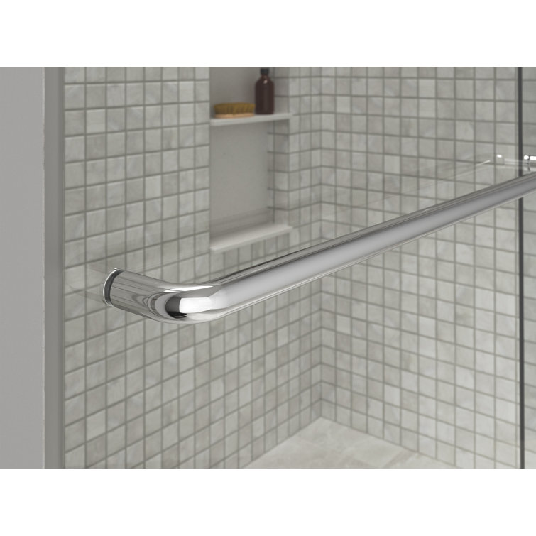 Bright Silver Frameless Sliding Shower Door with Clear Glass
