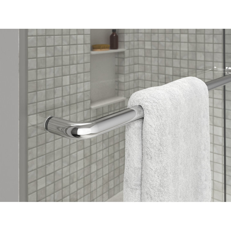 Bright Silver Frameless Sliding Shower Door with Clear Glass