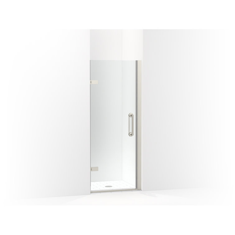 Anodized Brushed Nickel Frameless Pivot Shower Door with Crystal Clear Glass