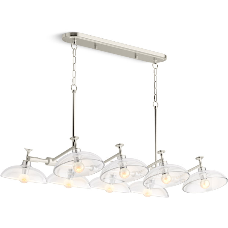 Polished Nickel 41" Eight-Light Chandelier with Clear Glass Shades