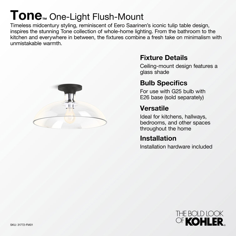 Matte Black Glass Bowl Semi Flush Mount Light