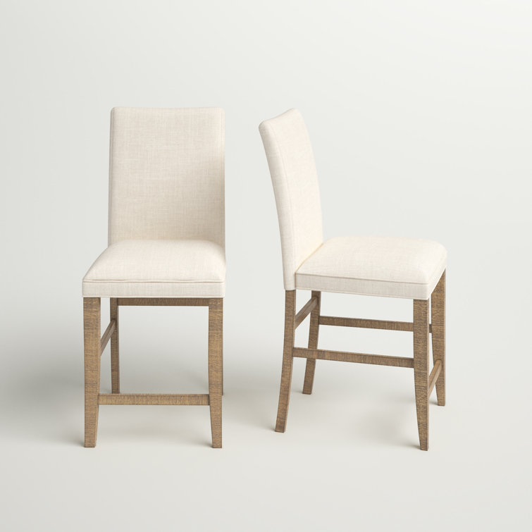 Carlyle Crossing Cream Upholstered Counter Stool in Distressed Pine