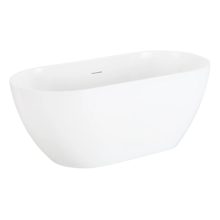 Hibiscus 67" White Acrylic Freestanding Oval Bathtub