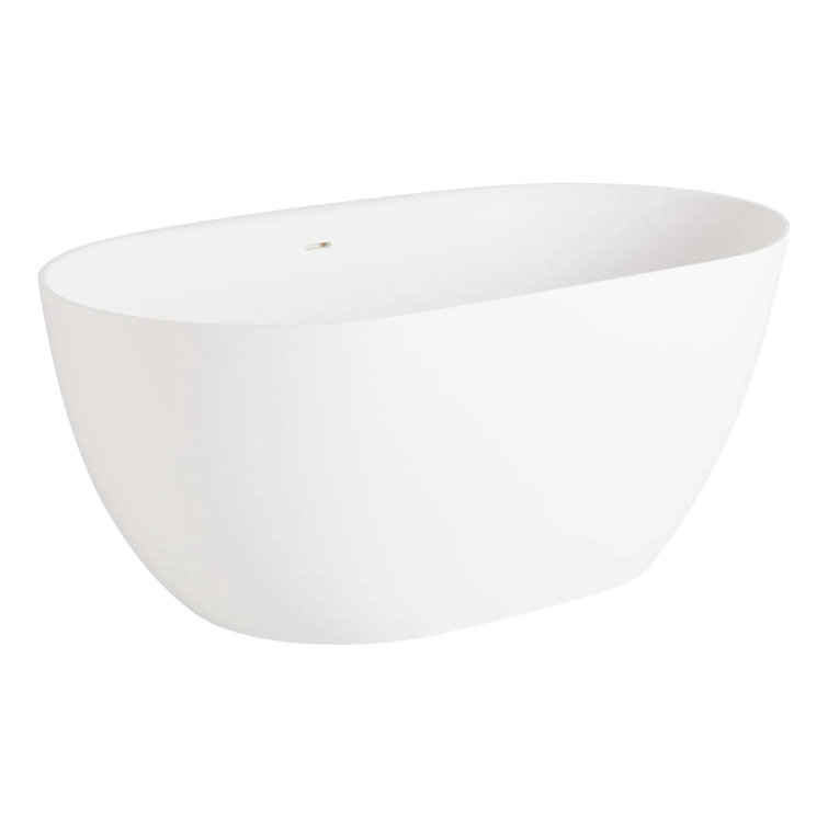 Catino 66'' White Solid Surface Freestanding Soaking Bathtub