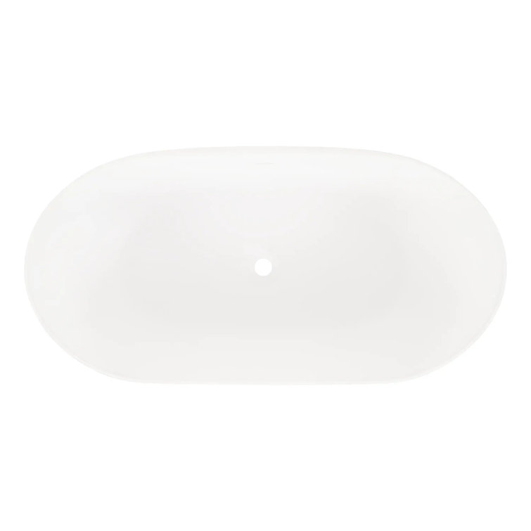 Catino 66'' White Solid Surface Freestanding Soaking Bathtub