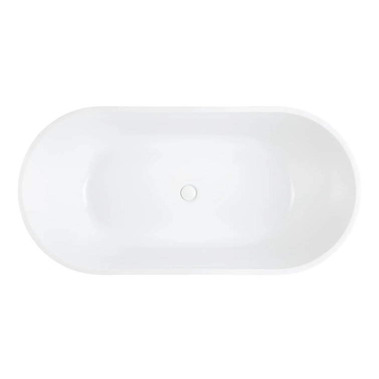 Hibiscus 67" White Acrylic Freestanding Oval Bathtub