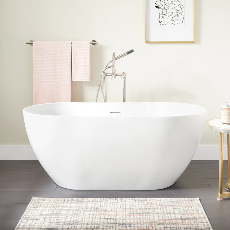 Hibiscus 67" White Acrylic Freestanding Oval Bathtub
