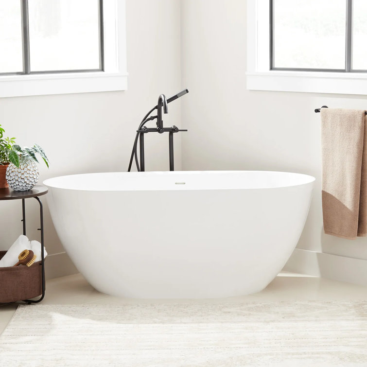 Patera 66'' White Resin Freestanding Soaking Bathtub