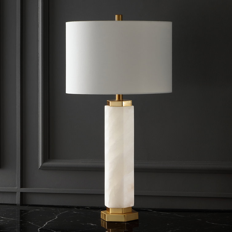 White Alabaster and Gold 29-Inch Table Lamp