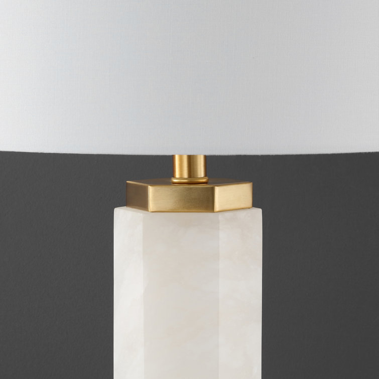 White Alabaster and Gold 29-Inch Table Lamp