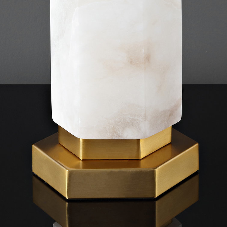 White Alabaster and Gold 29-Inch Table Lamp