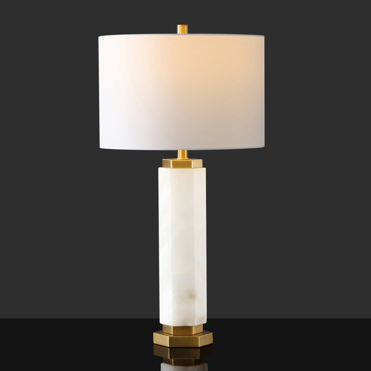 White Alabaster and Gold 29-Inch Table Lamp