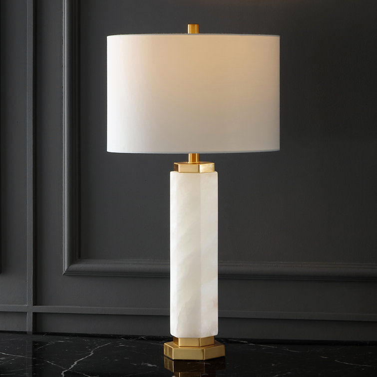 White Alabaster and Gold 29-Inch Table Lamp