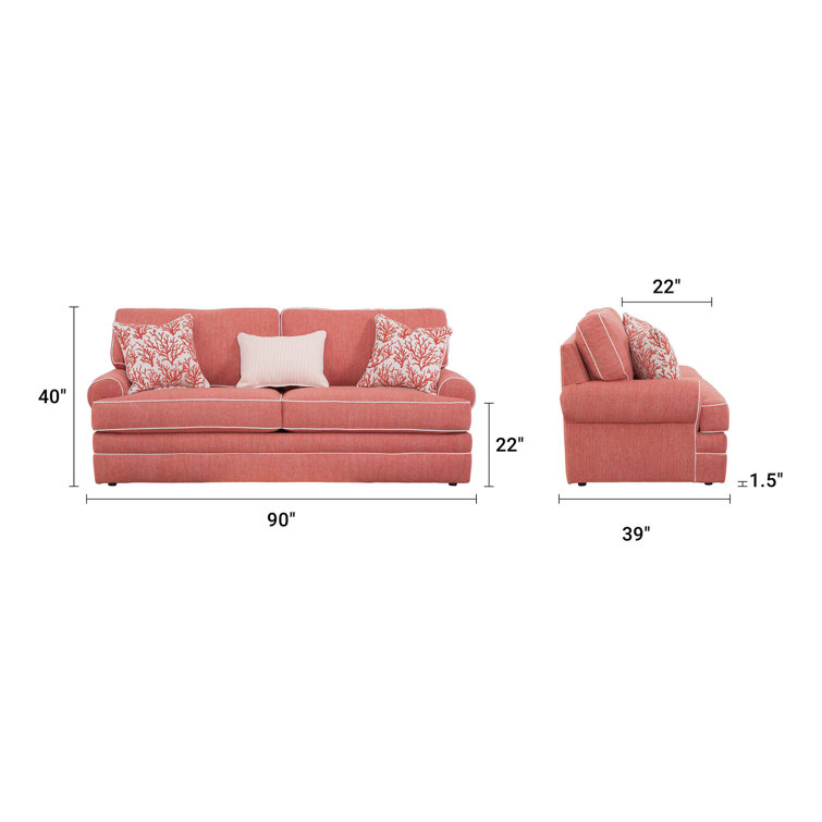 Coral Springs 90'' Brown Linen Queen Sleeper Sofa with Oak Legs