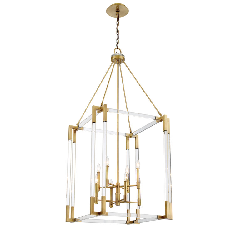 Aged Antique Brass and Crystal 8-Light Pendant