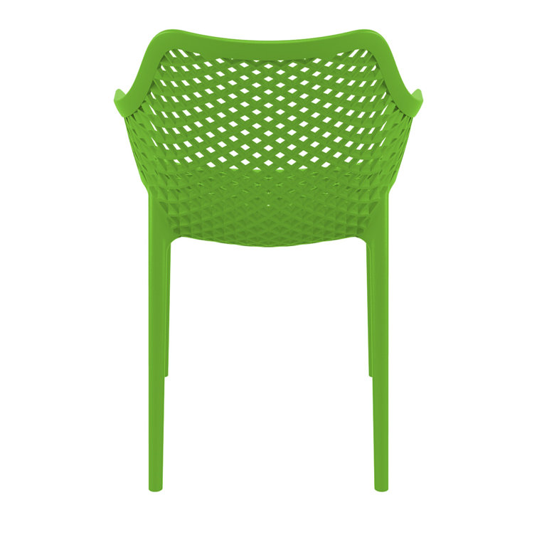 Tropical Green Plastic Stackable Outdoor Dining Chairs, Set of 2